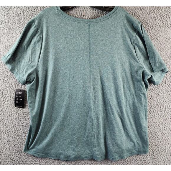 ID Ideology Women's Plus Size Curved-Hem V-Neck Top Sequoia Short Sleeves New - Picture 4 of 7